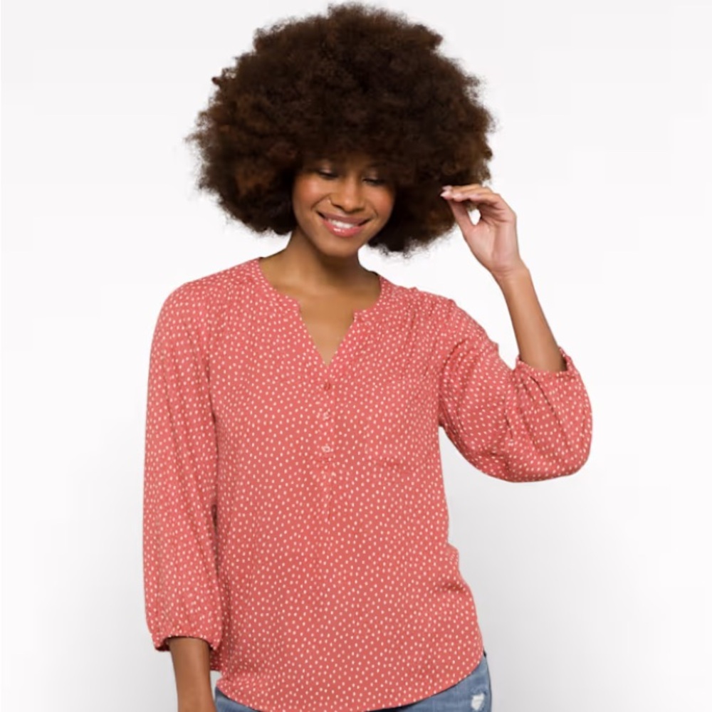Market & Spruce Red and White Polka Dot Blouse